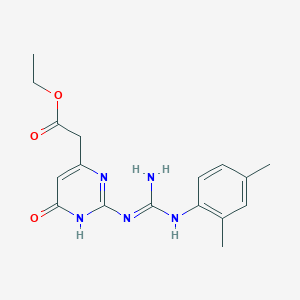 molecular formula C17H21N5O3 B3723871 ETHYL 2-(2-{[(2,4-DIMETHYLANILINO)(IMINO)METHYL]AMINO}-6-HYDROXY-4-PYRIMIDINYL)ACETATE 