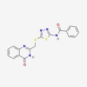 molecular formula C18H13N5O2S2 B3723921 N-(5-{[(4-OXO-3,4-DIHYDRO-2-QUINAZOLINYL)METHYL]SULFANYL}-1,3,4-THIADIAZOL-2-YL)BENZAMIDE 