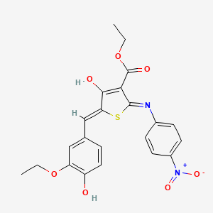 molecular formula C22H20N2O7S B3723976 ethyl (5Z)-5-(3-ethoxy-4-hydroxybenzylidene)-2-[(4-nitrophenyl)amino]-4-oxo-4,5-dihydrothiophene-3-carboxylate 