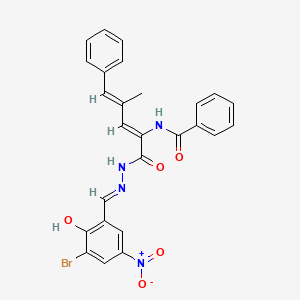 molecular formula C26H21BrN4O5 B3724160 N-[(2Z,4E)-1-[(2E)-2-[(3-bromo-2-hydroxy-5-nitrophenyl)methylidene]hydrazinyl]-4-methyl-1-oxo-5-phenylpenta-2,4-dien-2-yl]benzamide 