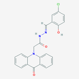molecular formula C22H16ClN3O3 B3724162 N'-[(E)-(5-Chloro-2-hydroxyphenyl)methylidene]-2-(9-oxo-9,10-dihydroacridin-10-YL)acetohydrazide 