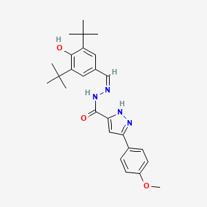 molecular formula C26H32N4O3 B3724169 N'-[(Z)-(3,5-DI-Tert-butyl-4-hydroxyphenyl)methylidene]-3-(4-methoxyphenyl)-1H-pyrazole-5-carbohydrazide 