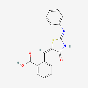 molecular formula C17H12N2O3S B3724331 2-[(E)-(4-oxo-2-phenylimino-1,3-thiazolidin-5-ylidene)methyl]benzoic acid 