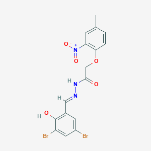 molecular formula C16H13Br2N3O5 B3724518 N'-[(E)-(3,5-dibromo-2-hydroxyphenyl)methylidene]-2-(4-methyl-2-nitrophenoxy)acetohydrazide 