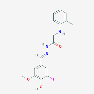 molecular formula C17H18IN3O3 B3724526 N'-[(E)-(4-hydroxy-3-iodo-5-methoxyphenyl)methylidene]-2-[(2-methylphenyl)amino]acetohydrazide (non-preferred name) 