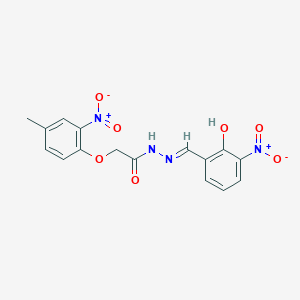 molecular formula C16H14N4O7 B3724532 N'-[(Z)-(2-hydroxy-3-nitrophenyl)methylidene]-2-(4-methyl-2-nitrophenoxy)acetohydrazide 