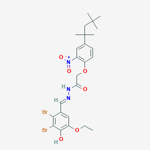 molecular formula C25H31Br2N3O6 B3724671 N-[(E)-(2,3-dibromo-5-ethoxy-4-hydroxyphenyl)methylideneamino]-2-[2-nitro-4-(2,4,4-trimethylpentan-2-yl)phenoxy]acetamide 