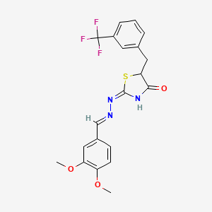 molecular formula C20H18F3N3O3S B3724801 (2E)-2-[(2E)-(3,4-dimethoxybenzylidene)hydrazinylidene]-5-[3-(trifluoromethyl)benzyl]-1,3-thiazolidin-4-one 