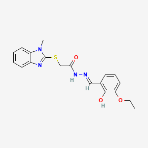 molecular formula C19H20N4O3S B3724957 N'-[(E)-(3-ethoxy-2-hydroxyphenyl)methylidene]-2-[(1-methyl-1H-benzimidazol-2-yl)sulfanyl]acetohydrazide 