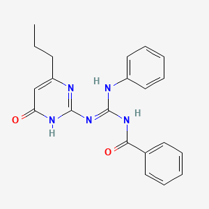 molecular formula C21H21N5O2 B3725054 N-[(Z)-[(4-oxo-6-propyl-1,4-dihydropyrimidin-2-yl)amino](phenylamino)methylidene]benzamide 