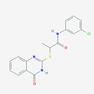 molecular formula C17H14ClN3O2S B3725077 N~1~-(3-CHLOROPHENYL)-2-[(4-OXO-3,4-DIHYDRO-2-QUINAZOLINYL)SULFANYL]PROPANAMIDE 
