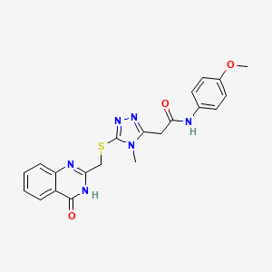 molecular formula C21H20N6O3S B3725209 N-(4-methoxyphenyl)-2-(4-methyl-5-{[(4-oxo-3,4-dihydroquinazolin-2-yl)methyl]sulfanyl}-4H-1,2,4-triazol-3-yl)acetamide 