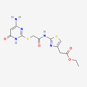 molecular formula C13H15N5O4S2 B3725218 ethyl 2-(2-{2-[(4-amino-6-oxo-3H-pyrimidin-2-yl)sulfanyl]acetamido}-1,3-thiazol-4-yl)acetate 