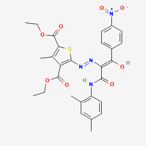 molecular formula C28H28N4O8S B3725245 diethyl 5-[[(E)-3-(2,4-dimethylanilino)-1-hydroxy-1-(4-nitrophenyl)-3-oxoprop-1-en-2-yl]diazenyl]-3-methylthiophene-2,4-dicarboxylate 