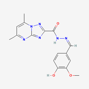 molecular formula C16H16N6O3 B3725271 N-[(Z)-(4-hydroxy-3-methoxyphenyl)methylideneamino]-5,7-dimethyl-[1,2,4]triazolo[1,5-a]pyrimidine-2-carboxamide 
