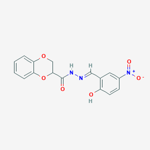 molecular formula C16H13N3O6 B3725297 N'-[(E)-(2-hydroxy-5-nitrophenyl)methylidene]-2,3-dihydro-1,4-benzodioxine-2-carbohydrazide 