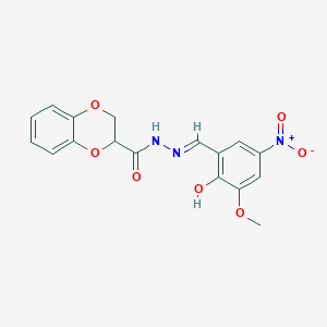 molecular formula C17H15N3O7 B3725308 N'-[(E)-(2-hydroxy-3-methoxy-5-nitrophenyl)methylidene]-2,3-dihydro-1,4-benzodioxine-2-carbohydrazide 