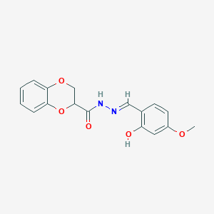 molecular formula C17H16N2O5 B3725310 N-[(E)-(2-hydroxy-4-methoxyphenyl)methylideneamino]-2,3-dihydro-1,4-benzodioxine-3-carboxamide 