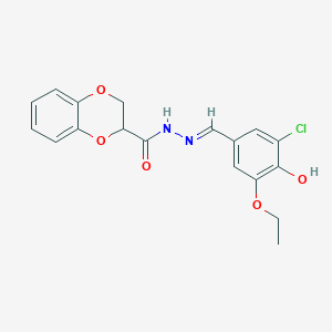 molecular formula C18H17ClN2O5 B3725316 N'-[(E)-(3-chloro-5-ethoxy-4-hydroxyphenyl)methylidene]-2,3-dihydro-1,4-benzodioxine-2-carbohydrazide 
