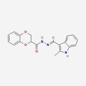 molecular formula C19H17N3O3 B3725332 N-[(E)-(2-methyl-1H-indol-3-yl)methylideneamino]-2,3-dihydro-1,4-benzodioxine-3-carboxamide 