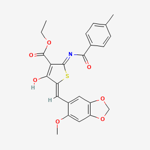 molecular formula C24H21NO7S B3725417 ETHYL (5Z)-5-[(6-METHOXY-2H-1,3-BENZODIOXOL-5-YL)METHYLIDENE]-2-(4-METHYLBENZAMIDO)-4-OXO-4,5-DIHYDROTHIOPHENE-3-CARBOXYLATE 
