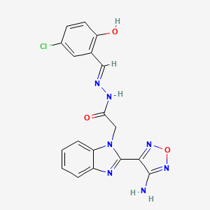 molecular formula C18H14ClN7O3 B3725437 2-[2-(4-amino-1,2,5-oxadiazol-3-yl)benzimidazol-1-yl]-N-[(E)-(5-chloro-2-hydroxyphenyl)methylideneamino]acetamide 