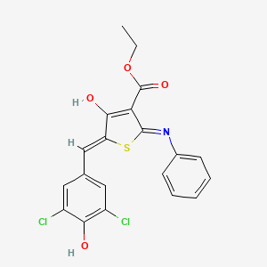 molecular formula C20H15Cl2NO4S B3725490 ETHYL (5Z)-5-[(3,5-DICHLORO-4-HYDROXYPHENYL)METHYLIDENE]-4-OXO-2-(PHENYLAMINO)-4,5-DIHYDROTHIOPHENE-3-CARBOXYLATE 