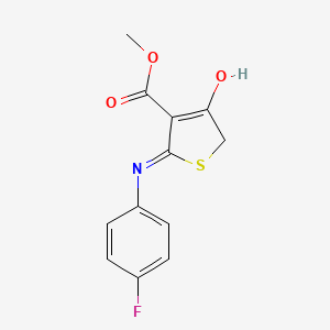 molecular formula C12H10FNO3S B3725504 Methyl 2-[(4-fluorophenyl)amino]-4-oxo-4,5-dihydrothiophene-3-carboxylate 