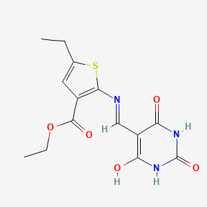 molecular formula C14H15N3O5S B3725662 ethyl 5-ethyl-2-[(E)-(6-hydroxy-2,4-dioxo-1H-pyrimidin-5-yl)methylideneamino]thiophene-3-carboxylate 