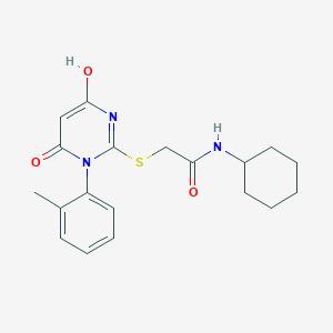 molecular formula C19H23N3O3S B3725694 N-cyclohexyl-2-[4-hydroxy-1-(2-methylphenyl)-6-oxopyrimidin-2-yl]sulfanylacetamide 