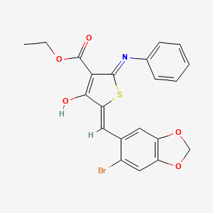 molecular formula C21H16BrNO5S B3725801 ETHYL (5Z)-5-[(6-BROMO-2H-1,3-BENZODIOXOL-5-YL)METHYLIDENE]-4-OXO-2-(PHENYLAMINO)-4,5-DIHYDROTHIOPHENE-3-CARBOXYLATE 