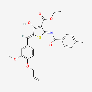 molecular formula C26H25NO6S B3725809 ETHYL (5Z)-5-{[3-METHOXY-4-(PROP-2-EN-1-YLOXY)PHENYL]METHYLIDENE}-2-(4-METHYLBENZAMIDO)-4-OXO-4,5-DIHYDROTHIOPHENE-3-CARBOXYLATE 