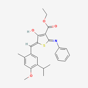 molecular formula C25H27NO4S B3725821 ETHYL (5Z)-5-{[4-METHOXY-2-METHYL-5-(PROPAN-2-YL)PHENYL]METHYLIDENE}-4-OXO-2-(PHENYLAMINO)-4,5-DIHYDROTHIOPHENE-3-CARBOXYLATE 