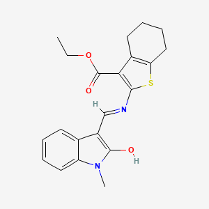 molecular formula C21H22N2O3S B3725835 ETHYL 2-({[(3E)-1-METHYL-2-OXO-2,3-DIHYDRO-1H-INDOL-3-YLIDENE]METHYL}AMINO)-4,5,6,7-TETRAHYDRO-1-BENZOTHIOPHENE-3-CARBOXYLATE 