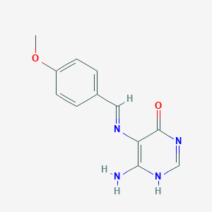 molecular formula C12H12N4O2 B372585 6-amino-5-[(4-methoxyphenyl)methylideneamino]-1H-pyrimidin-4-one 