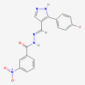 molecular formula C17H12FN5O3 B3725926 N'-[(E)-[3-(4-Fluorophenyl)-1H-pyrazol-4-YL]methylidene]-3-nitrobenzohydrazide 