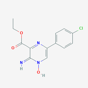 molecular formula C13H12ClN3O3 B372593 Ethyl 3-amino-6-(4-chlorophenyl)pyrazine-2-carboxylate 4-oxide 