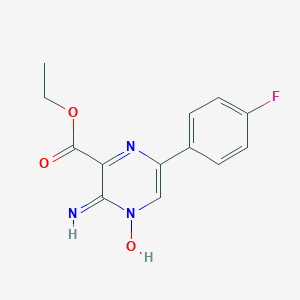 molecular formula C13H12FN3O3 B372594 Ethyl 3-amino-6-(4-fluorophenyl)pyrazine-2-carboxylate 4-oxide 