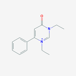 molecular formula C14H17N2O+ B372610 1,3-Diethyl-4-oxo-6-phenyl-1,4-dihydropyrimidin-3-ium 