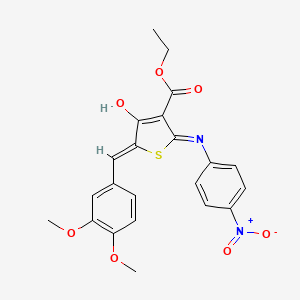 molecular formula C22H20N2O7S B3726109 ETHYL (5Z)-5-[(3,4-DIMETHOXYPHENYL)METHYLIDENE]-2-[(4-NITROPHENYL)AMINO]-4-OXO-4,5-DIHYDROTHIOPHENE-3-CARBOXYLATE 