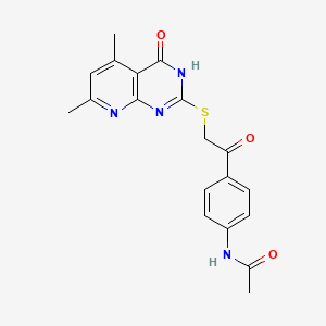 molecular formula C19H18N4O3S B3726249 N-{4-[2-({4-hydroxy-5,7-dimethylpyrido[2,3-d]pyrimidin-2-yl}sulfanyl)acetyl]phenyl}acetamide 