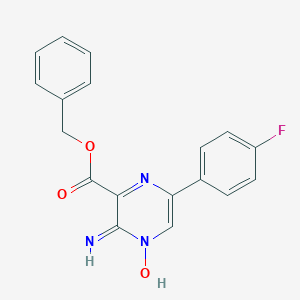 molecular formula C18H14FN3O3 B372640 Benzyl 3-amino-6-(4-fluorophenyl)pyrazine-2-carboxylate 4-oxide 