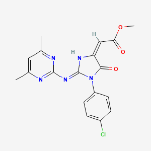 molecular formula C18H16ClN5O3 B3726505 METHYL 2-[(4E)-1-(4-CHLOROPHENYL)-2-[(4,6-DIMETHYLPYRIMIDIN-2-YL)AMINO]-5-OXO-4,5-DIHYDRO-1H-IMIDAZOL-4-YLIDENE]ACETATE 