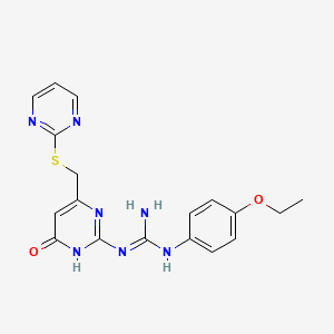 molecular formula C18H19N7O2S B3726665 N-(4-ETHOXYPHENYL)-N'-{6-OXO-4-[(PYRIMIDIN-2-YLSULFANYL)METHYL]-1,6-DIHYDROPYRIMIDIN-2-YL}GUANIDINE 