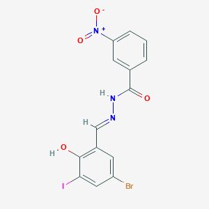 molecular formula C14H9BrIN3O4 B3726881 N-[(E)-(5-bromo-2-hydroxy-3-iodophenyl)methylideneamino]-3-nitrobenzamide 