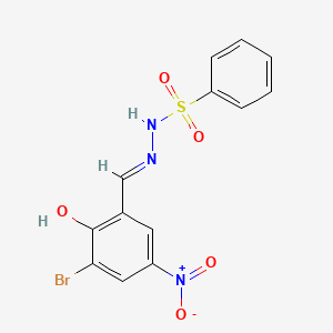 molecular formula C13H10BrN3O5S B3727065 N-[(E)-(3-bromo-2-hydroxy-5-nitrophenyl)methylideneamino]benzenesulfonamide 