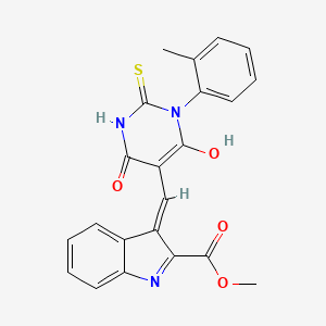 molecular formula C22H17N3O4S B3727100 methyl (3E)-3-[[6-hydroxy-1-(2-methylphenyl)-4-oxo-2-sulfanylidenepyrimidin-5-yl]methylidene]indole-2-carboxylate 