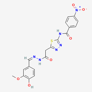 molecular formula C19H16N6O6S B3727148 N-[5-[2-[(2Z)-2-[(4-hydroxy-3-methoxyphenyl)methylidene]hydrazinyl]-2-oxoethyl]-1,3,4-thiadiazol-2-yl]-4-nitrobenzamide 