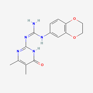 molecular formula C15H17N5O3 B3727225 N-(2,3-DIHYDRO-1,4-BENZODIOXIN-6-YL)-N'-(5,6-DIMETHYL-4-OXO-1,4-DIHYDROPYRIMIDIN-2-YL)GUANIDINE 