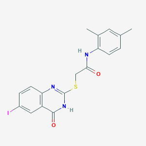 molecular formula C18H16IN3O2S B3727365 N-(2,4-dimethylphenyl)-2-[(6-iodo-4-oxo-3H-quinazolin-2-yl)sulfanyl]acetamide 